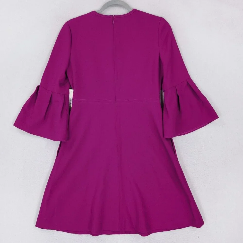 Eliza J Dress Womens 4 Petite Purple Pink Bell Sleeve A Line Flare Classic NEW - Picture 12 of 14